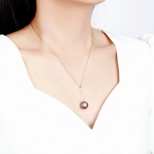 18k chain necklace with real fresh water pearl 11.5mm